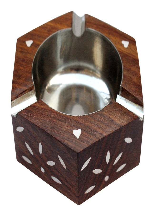 ITOS365 Handmade Wooden Hexagon Ashtray for Home, Office, Car - Image 1